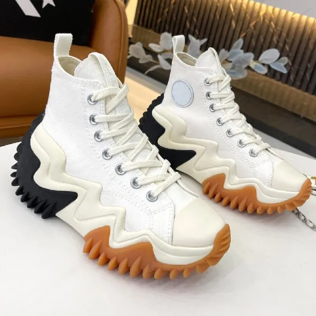 Round Toe Lace Up Sneakers Ladies Breathable Casual Shoes