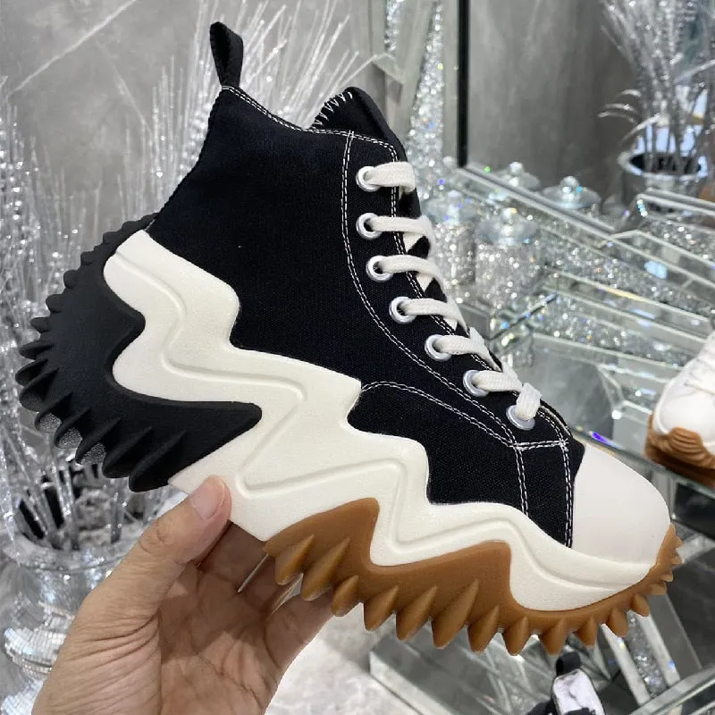 Round Toe Lace Up Sneakers Ladies Breathable Casual Shoes