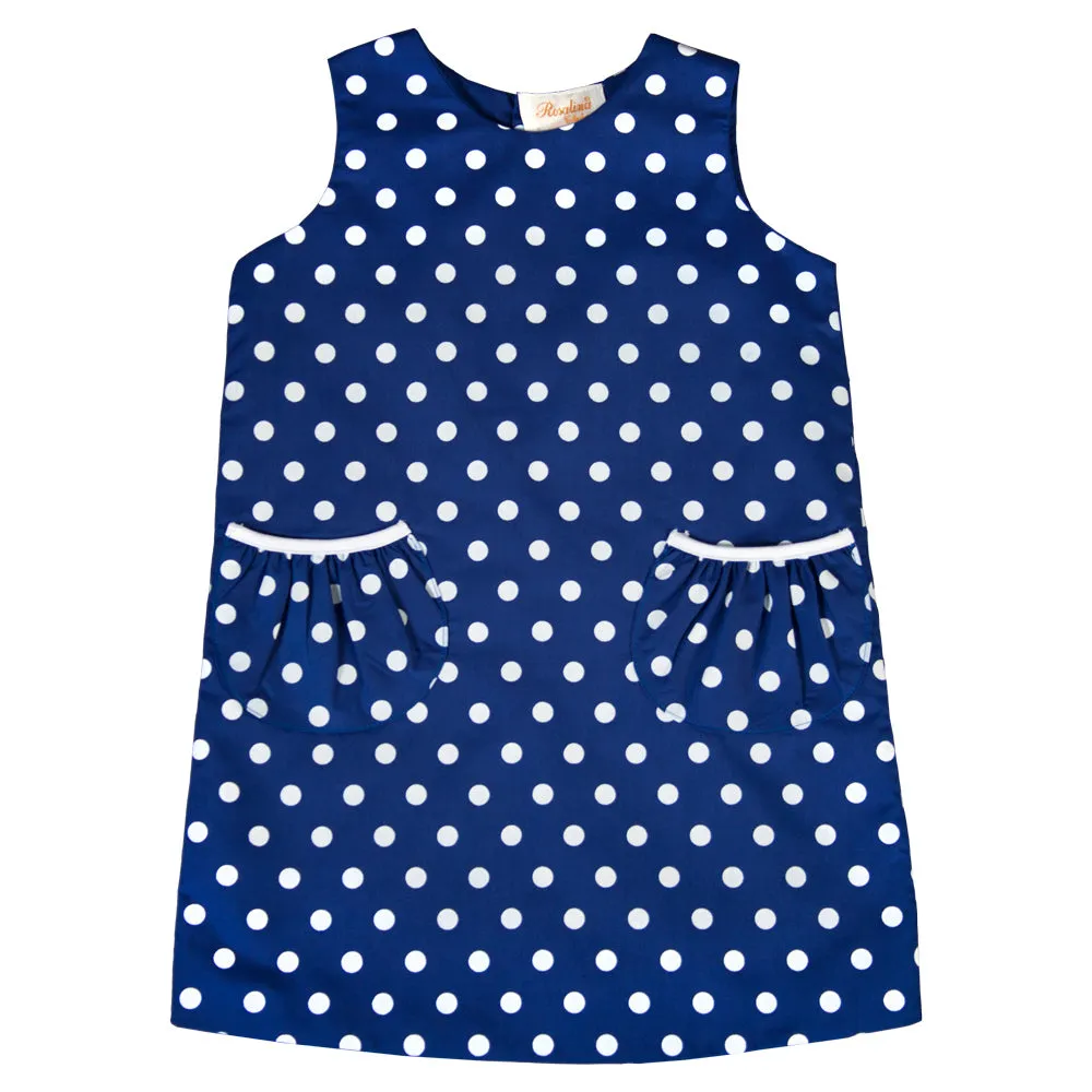 Royal Blue Light Blue Dotted Aline with Pockets