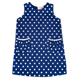 Royal Blue Light Blue Dotted Aline with Pockets