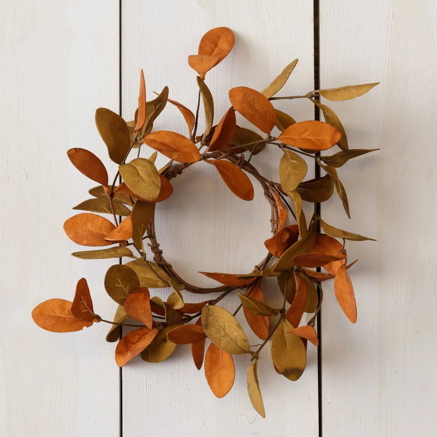 Rust And Tan Fall Leaves Candle Ring