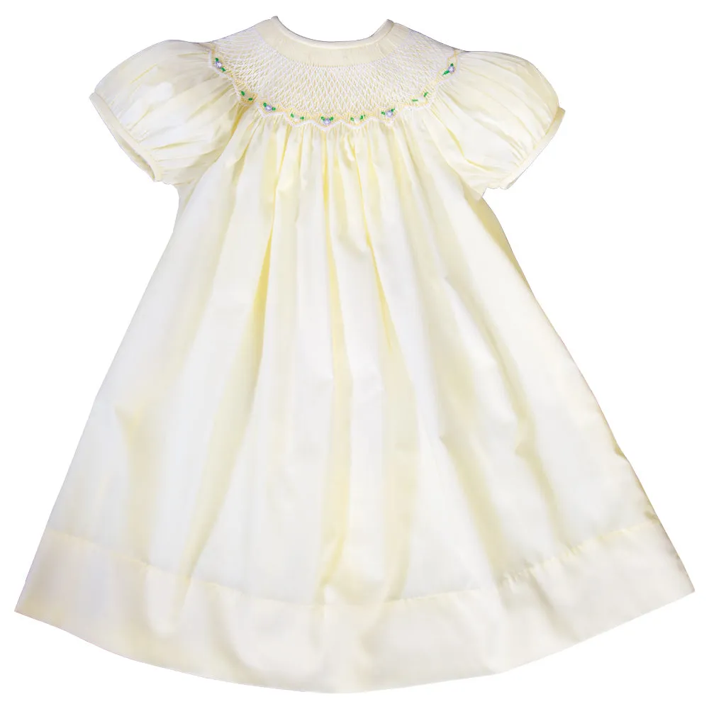 Sadie Light Yellow Bullion Rose English Smocked Bishop
