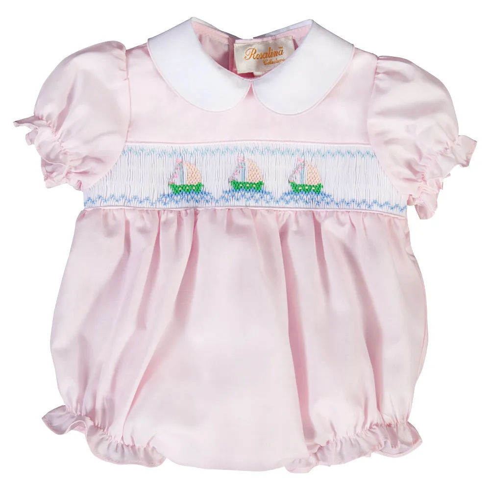 Sailboats Lt. Pink Smocked Girl Bubble