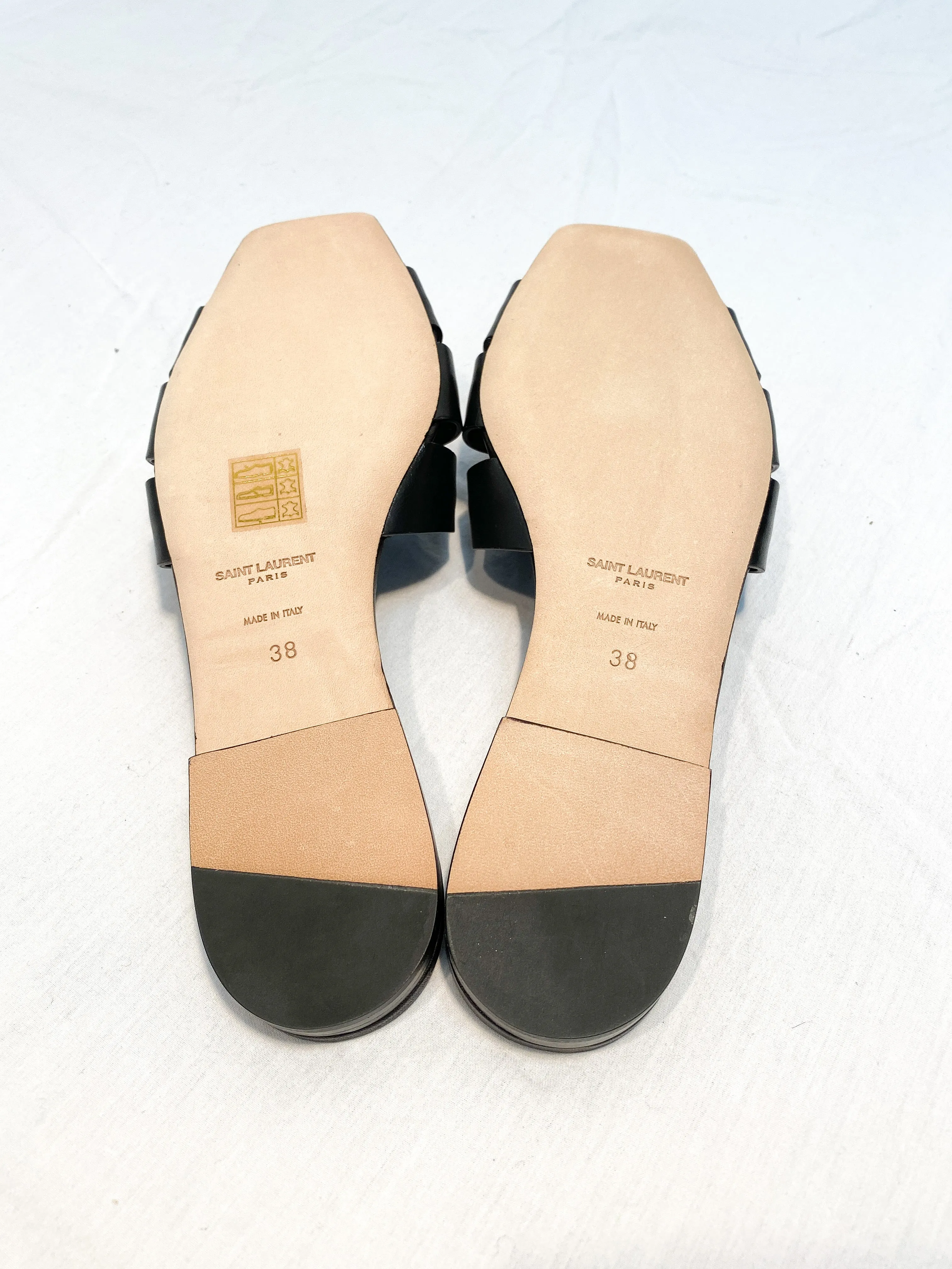 Saint Laurent Black Leather Flat 'MAINE'