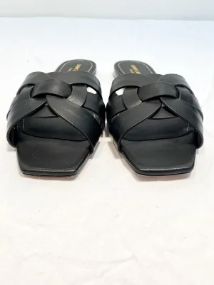 Saint Laurent Black Leather Flat 'MAINE'