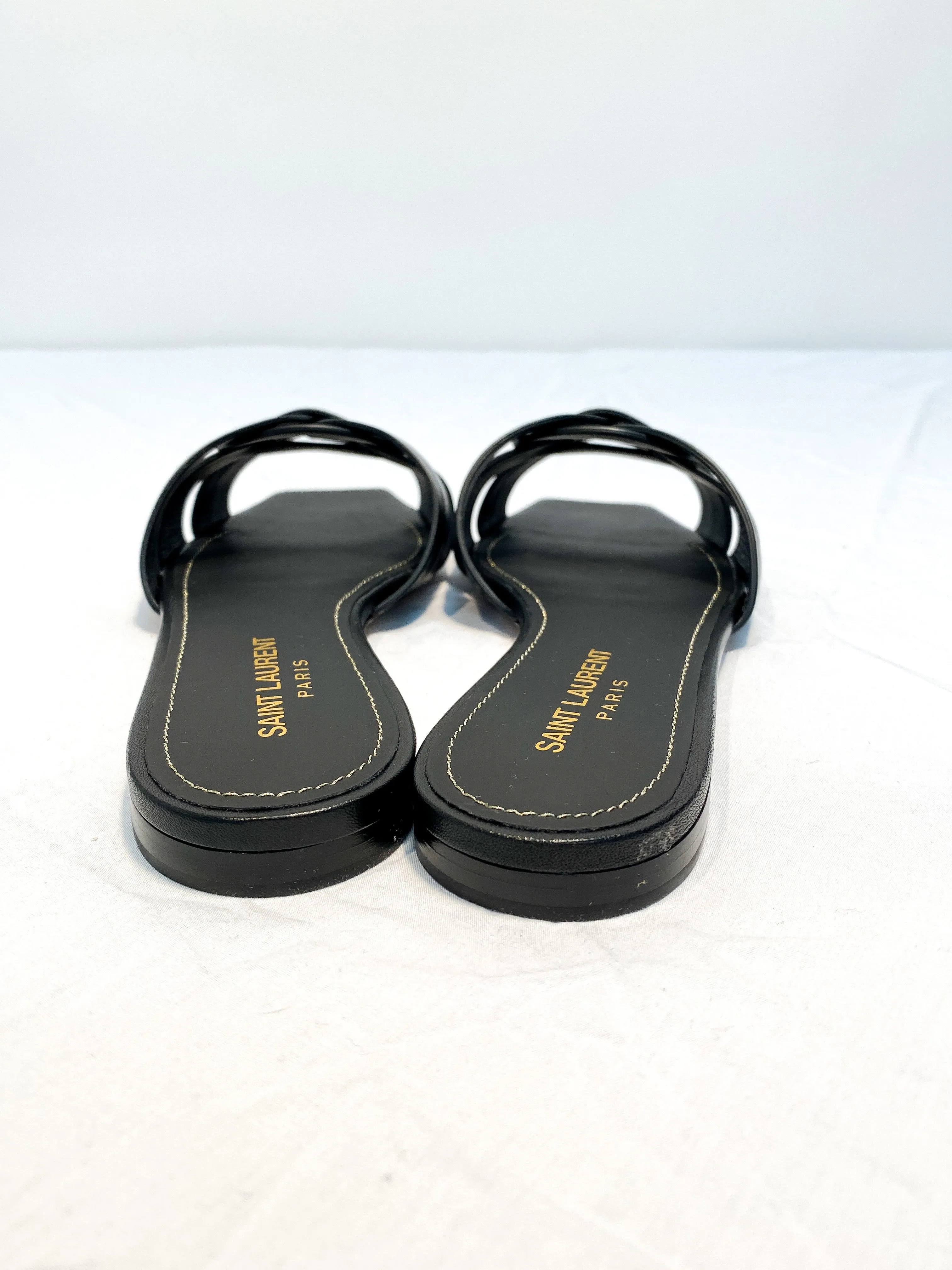 Saint Laurent Black Leather Flat 'MAINE'