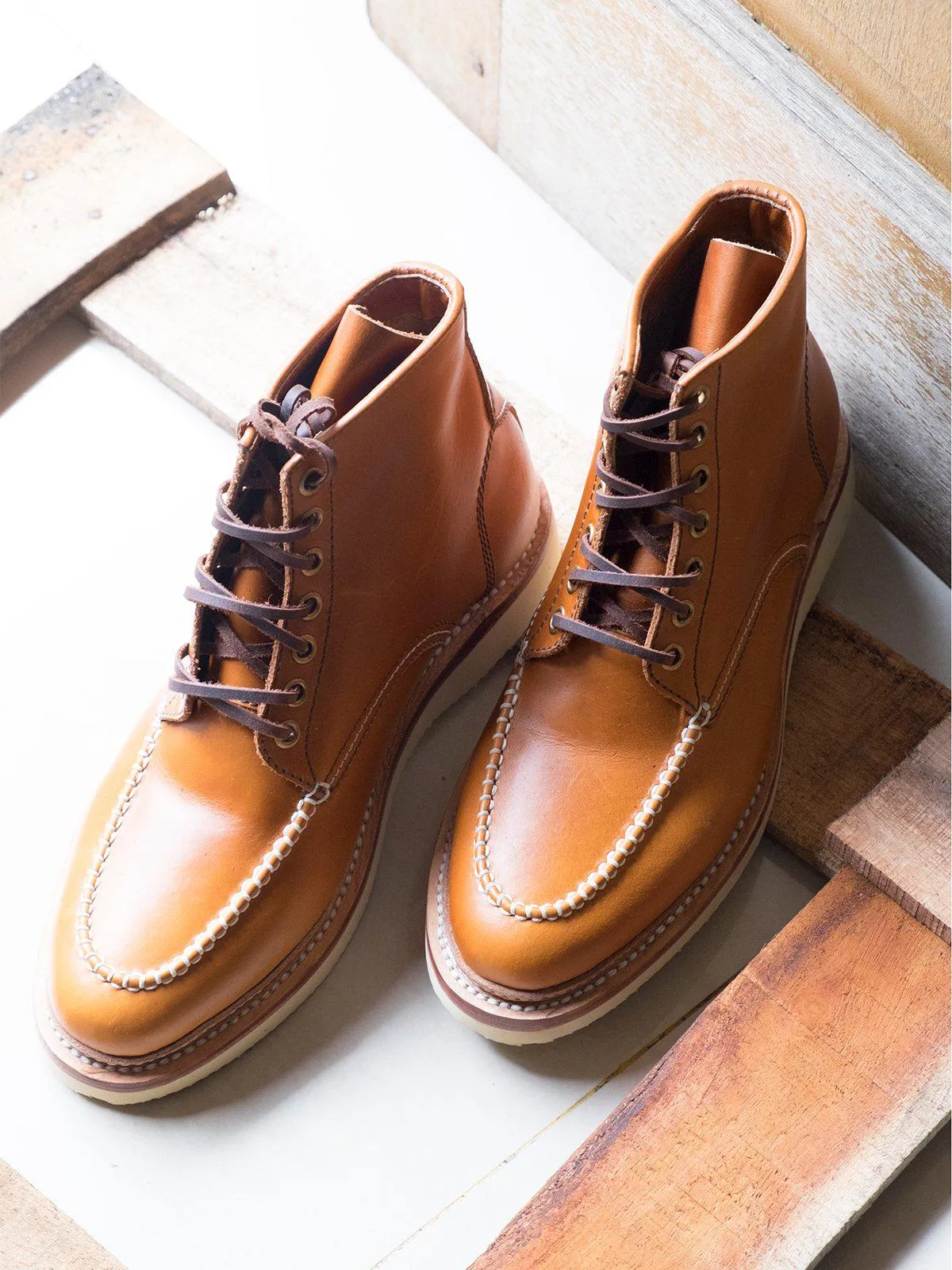 Santalum Mile 85 Moc Toe Boots Copper Tan Pull Up