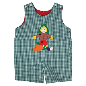 Scarecrow Green Gingham Applique Reversible Romper