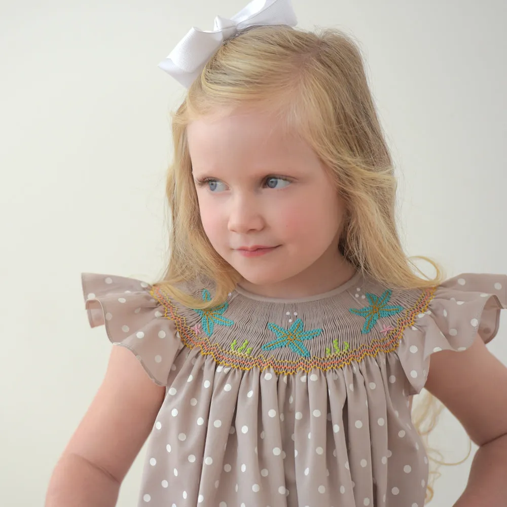 Sea Stars Tan Smocked Bishop