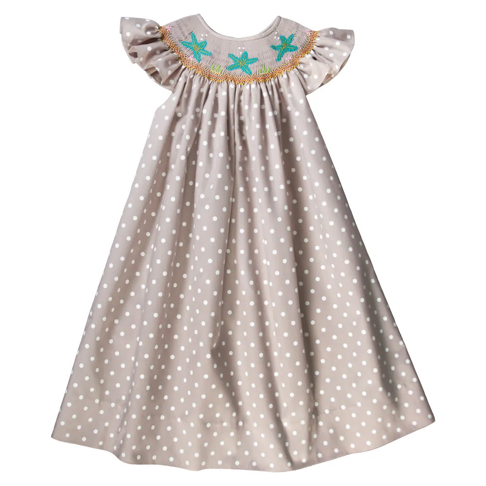 Sea Stars Tan Smocked Bishop