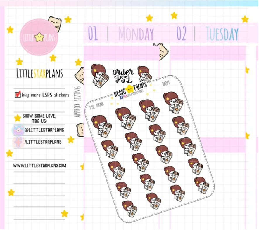 Seasonal - PSL Pumpkin Spice Latte | Mimi Planner Stickers