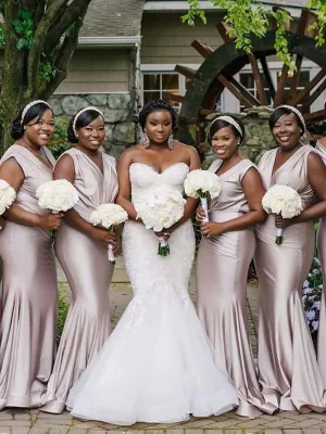Sexy V-neck Mermaid Cheap Long Bridesmaid Dresses Online,RBWG0048