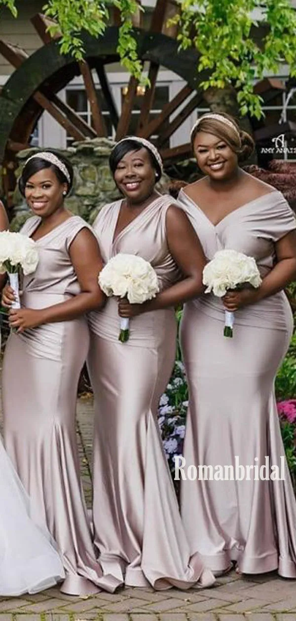 Sexy V-neck Mermaid Cheap Long Bridesmaid Dresses Online,RBWG0048