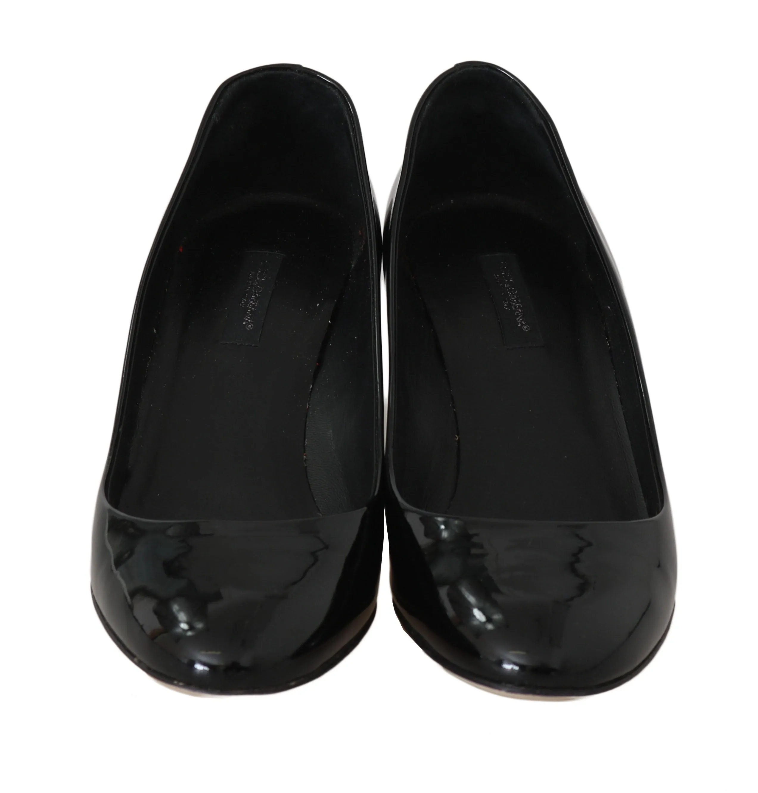 Solid Black Heels Slip On Pumps