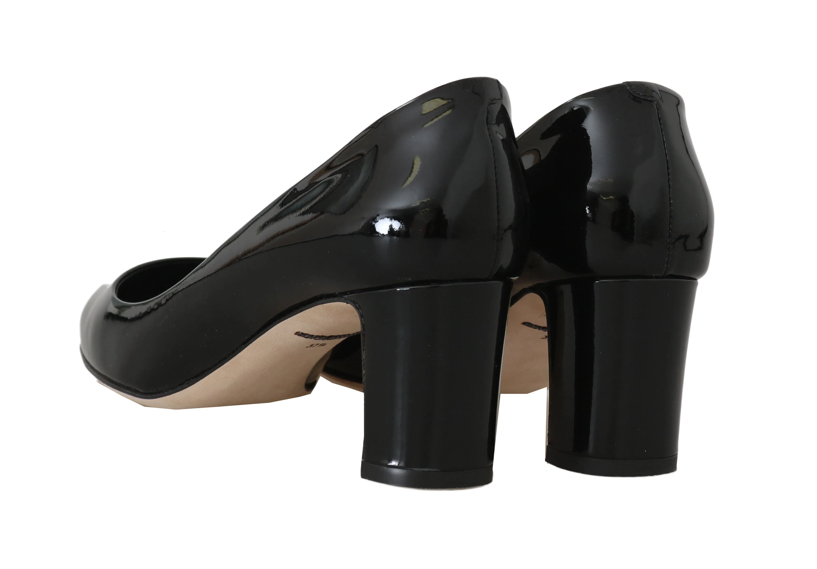 Solid Black Heels Slip On Pumps