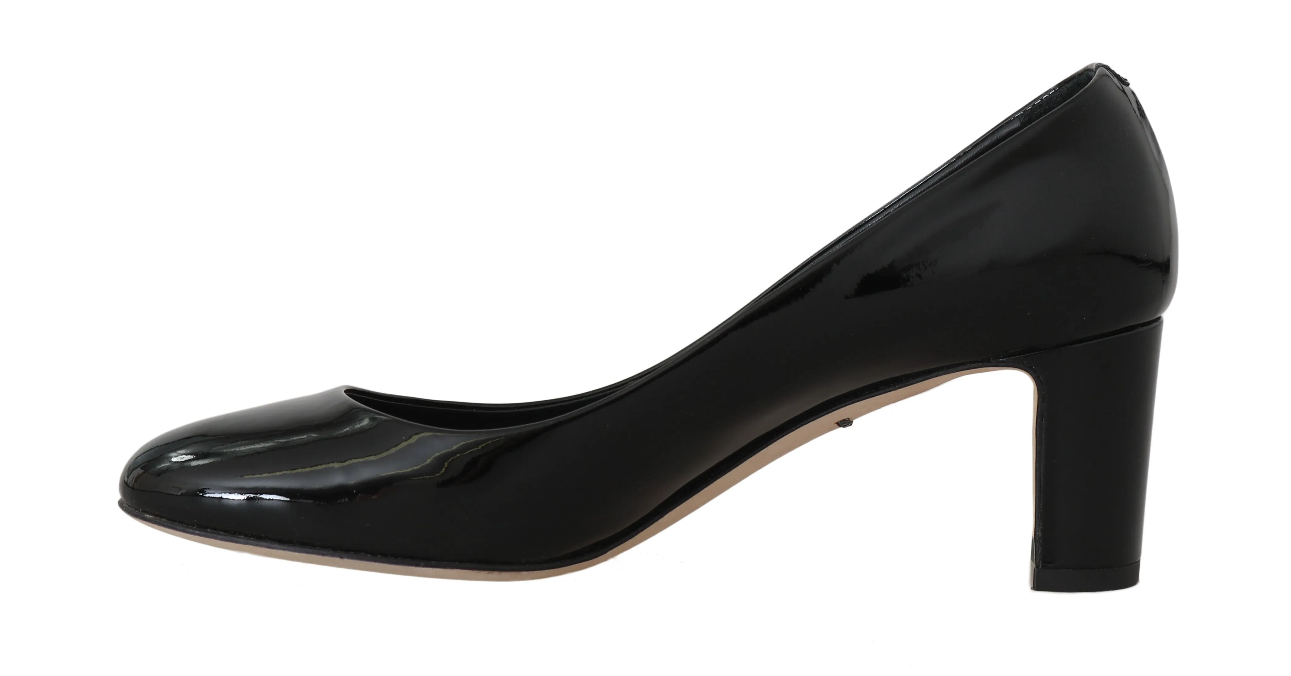 Solid Black Heels Slip On Pumps