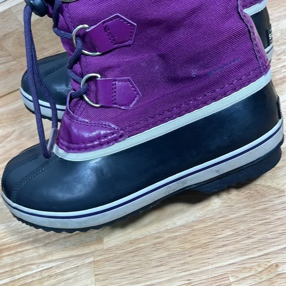 Sorel 3 Youth Girls Purple, Black, Canvas Insulated Rubber Yoot Boot