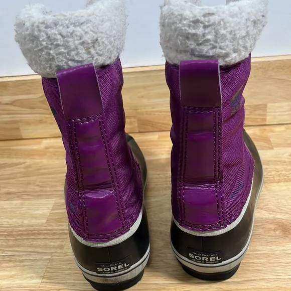 Sorel 3 Youth Girls Purple, Black, Canvas Insulated Rubber Yoot Boot