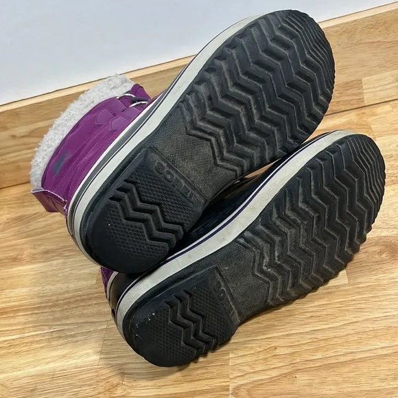 Sorel 3 Youth Girls Purple, Black, Canvas Insulated Rubber Yoot Boot