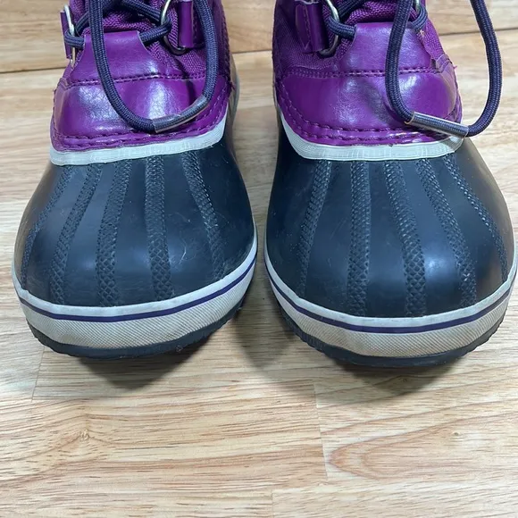 Sorel 3 Youth Girls Purple, Black, Canvas Insulated Rubber Yoot Boot