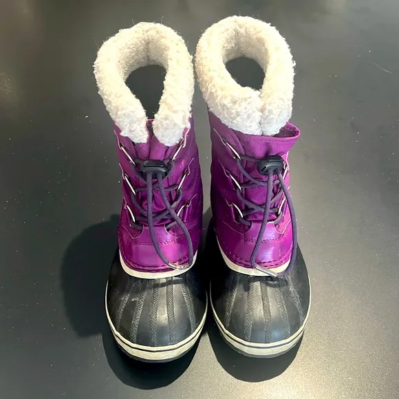 Sorel 3 Youth Girls Purple, Black, Canvas Insulated Rubber Yoot Boot