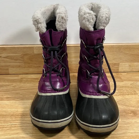 Sorel 3 Youth Girls Purple, Black, Canvas Insulated Rubber Yoot Boot
