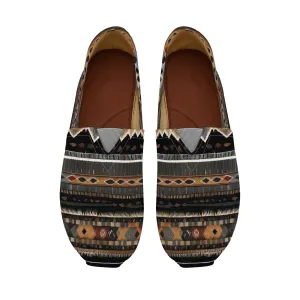 Southwestern Brown Striped Womens Casual Slip On Shoes