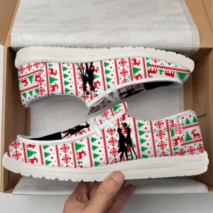 Spiral Hill Christmas Ugly Canvas Loafer Shoes