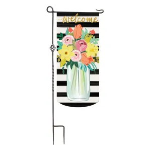 Spring Floral Stripe Everlasting Impressions Textile Décor,14l9555xl