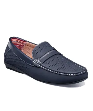 Stacy Adams Corby Moc Toe Saddle Slip On - Navy Blue
