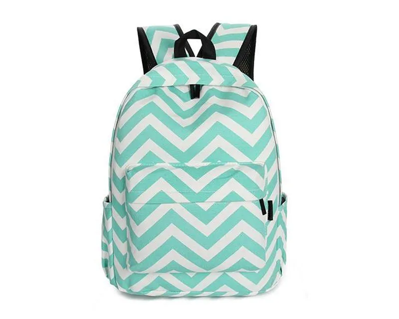 Stripe Print Casual Canvas Backpack - Green