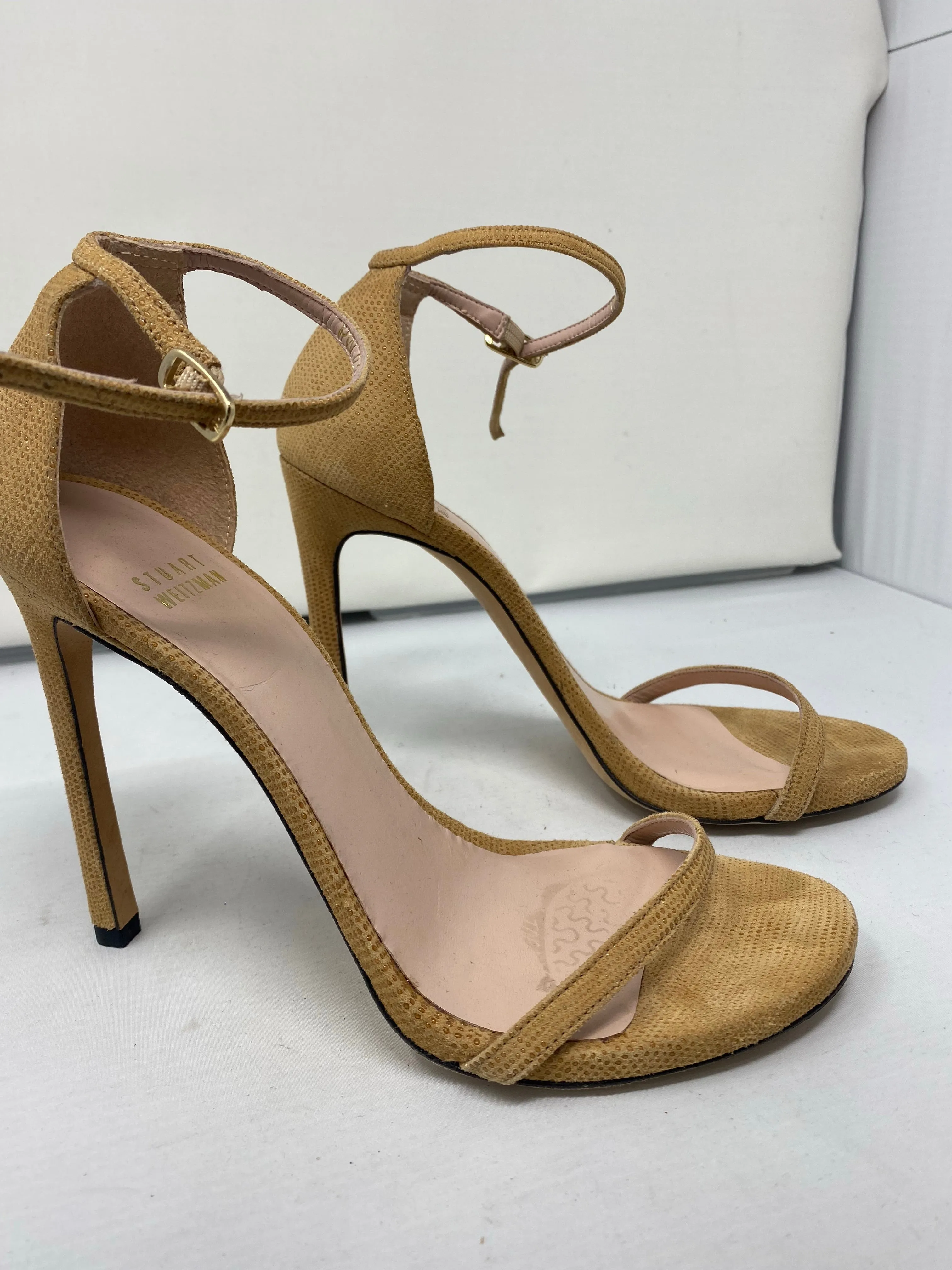 Stuart Weitzman Nudist Textured Camel Sandal