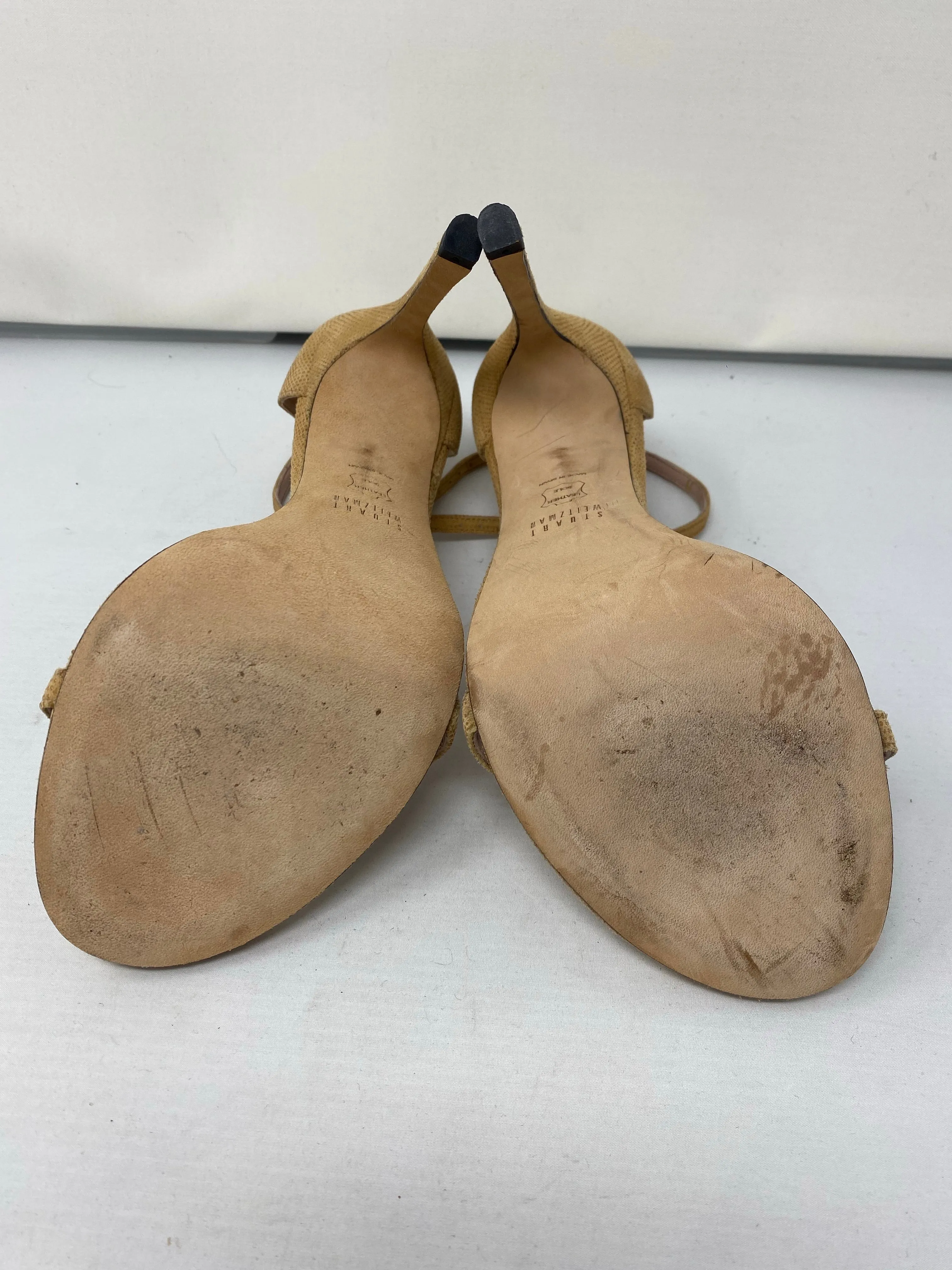 Stuart Weitzman Nudist Textured Camel Sandal