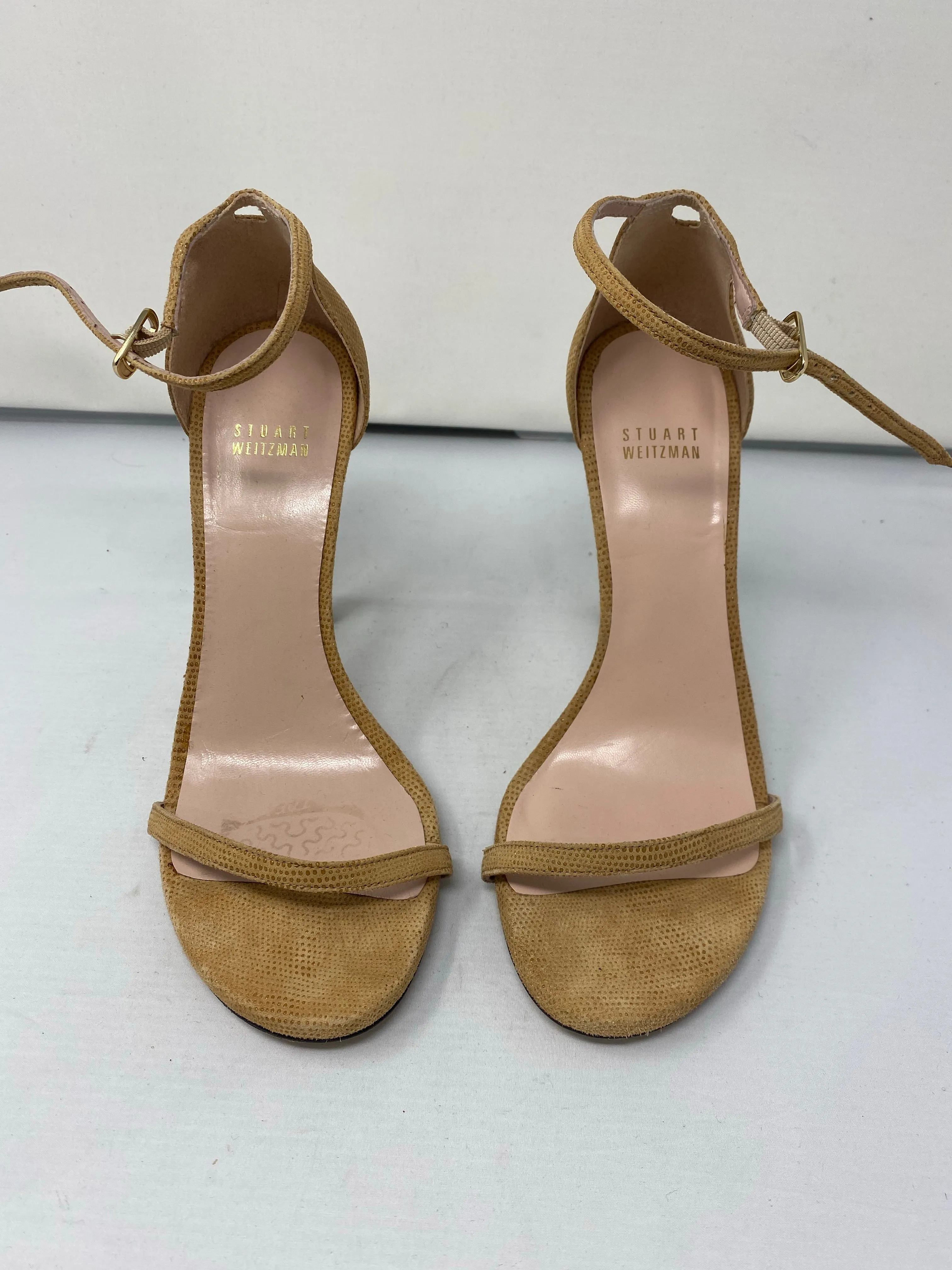 Stuart Weitzman Nudist Textured Camel Sandal