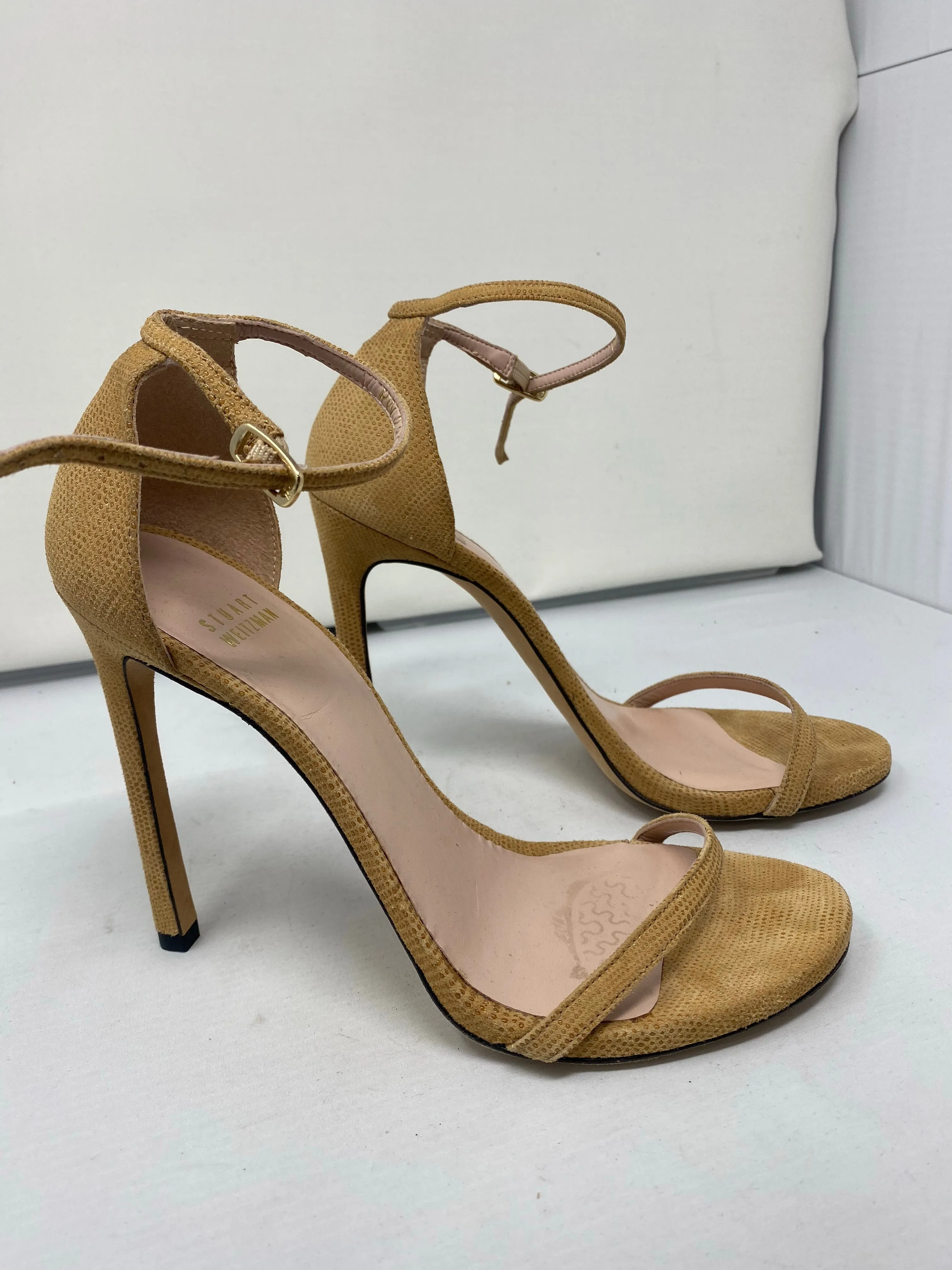 Stuart Weitzman Nudist Textured Camel Sandal