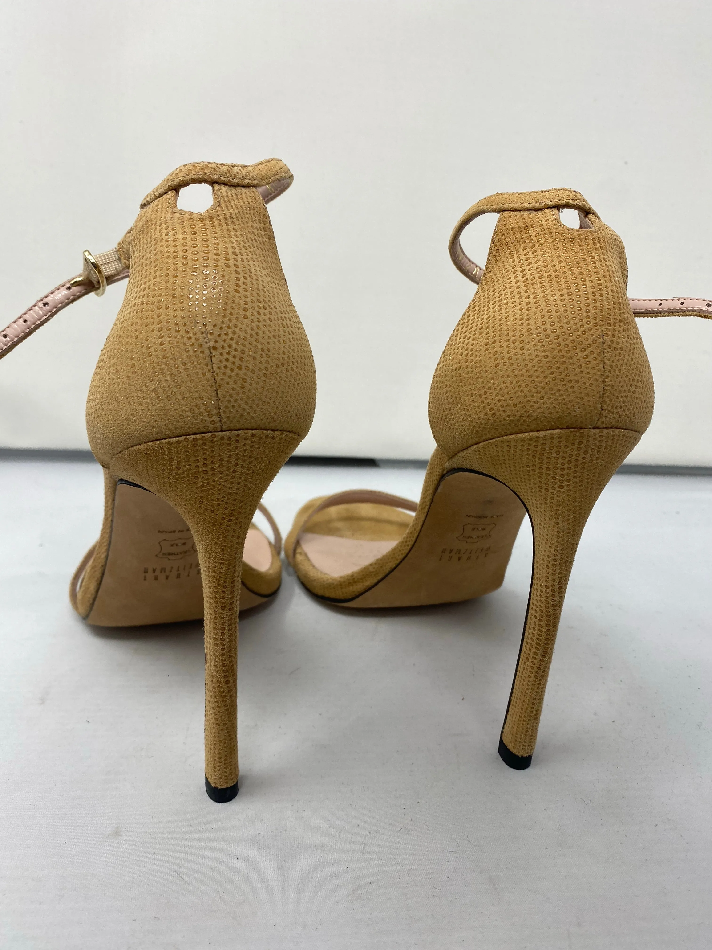 Stuart Weitzman Nudist Textured Camel Sandal