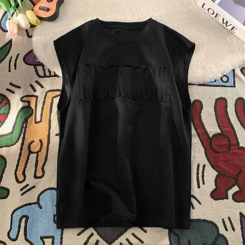 Suede lettering vest -D519 | Inspanda