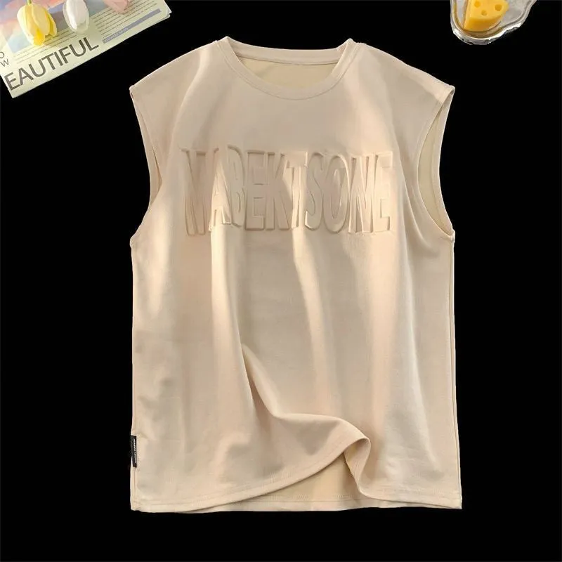 Suede lettering vest -D519 | Inspanda
