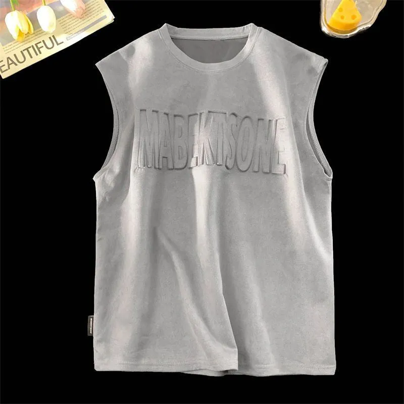 Suede lettering vest -D519 | Inspanda