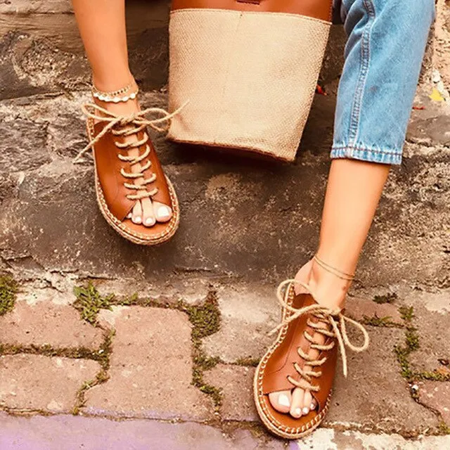 Summer Platform Slippers Women Lace Up Leather Slides Sandals Shoes Outdoor Beach Slippers Open Toe Flip Flops Women Shoes