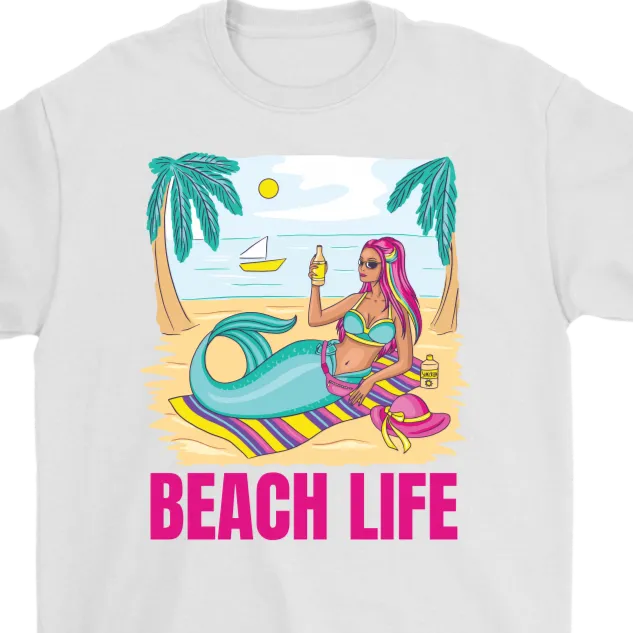 Summer T-shirt, Beach T-shirt, Mermaid T-shirt, Beach Life Shirt