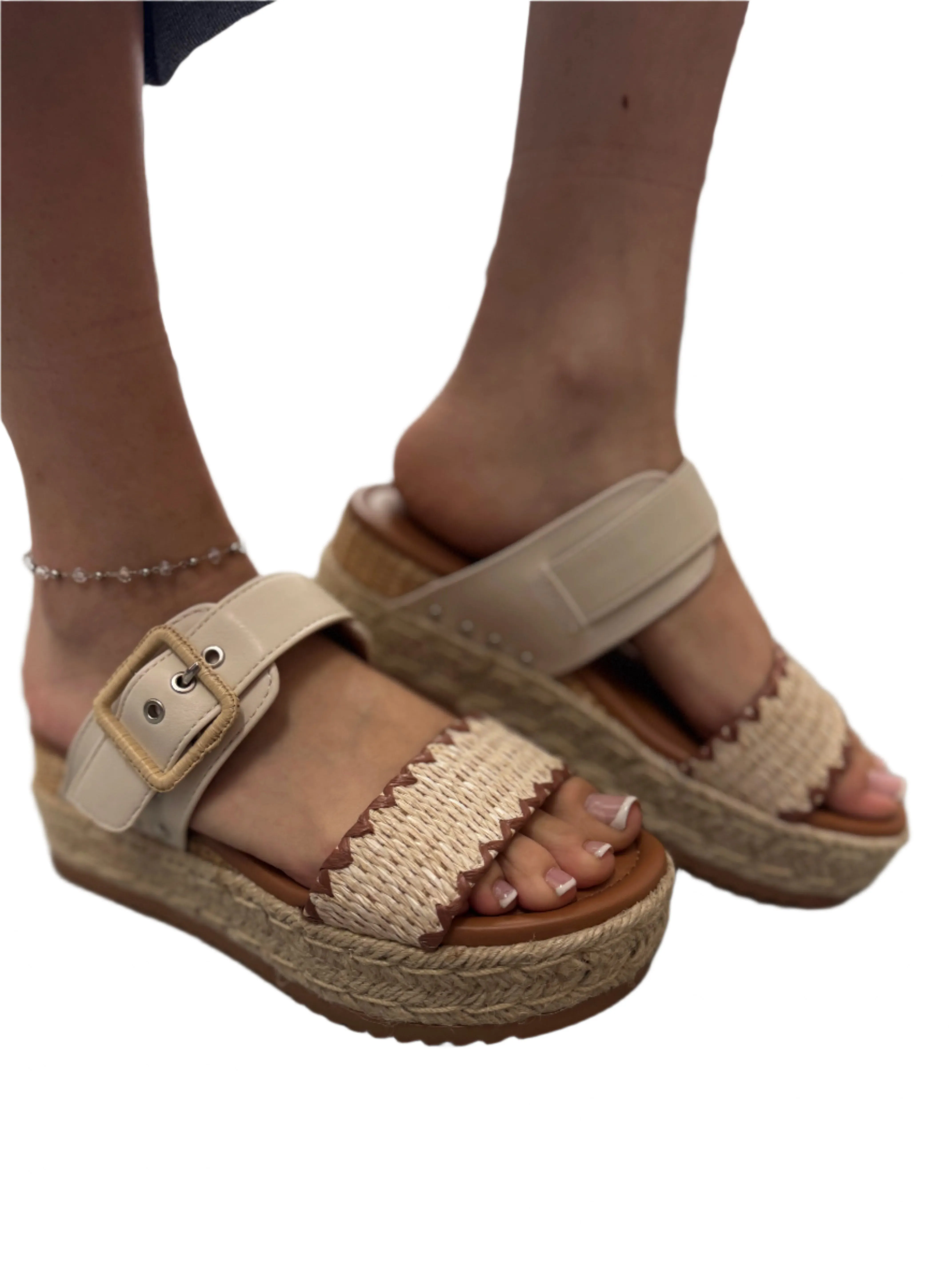 SUMMER WOVEN WEDGE HEEL WITH SIDE BUCKLE SAIL-S