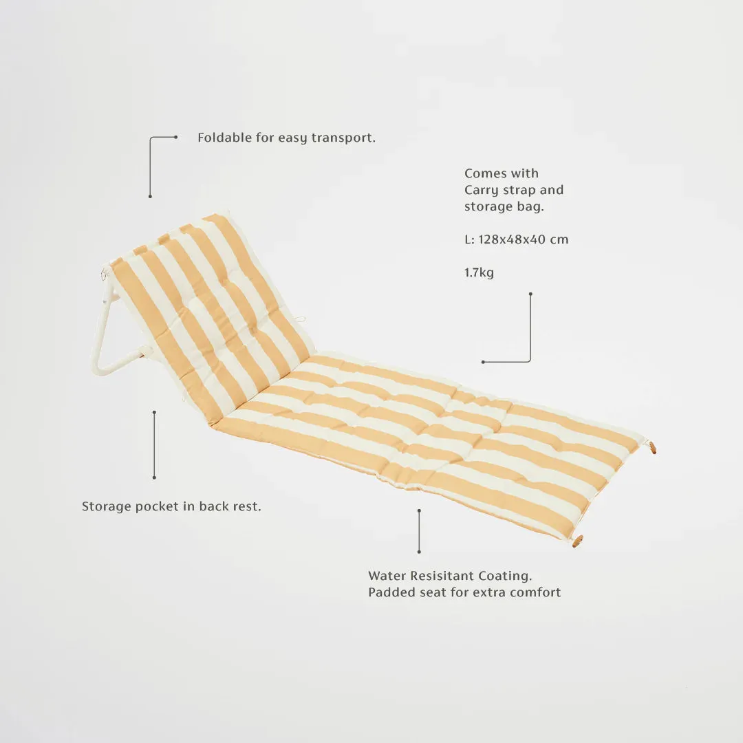 SUNNYLife Reclining Beach Chair Mango Bay Golden Mustard Stripe