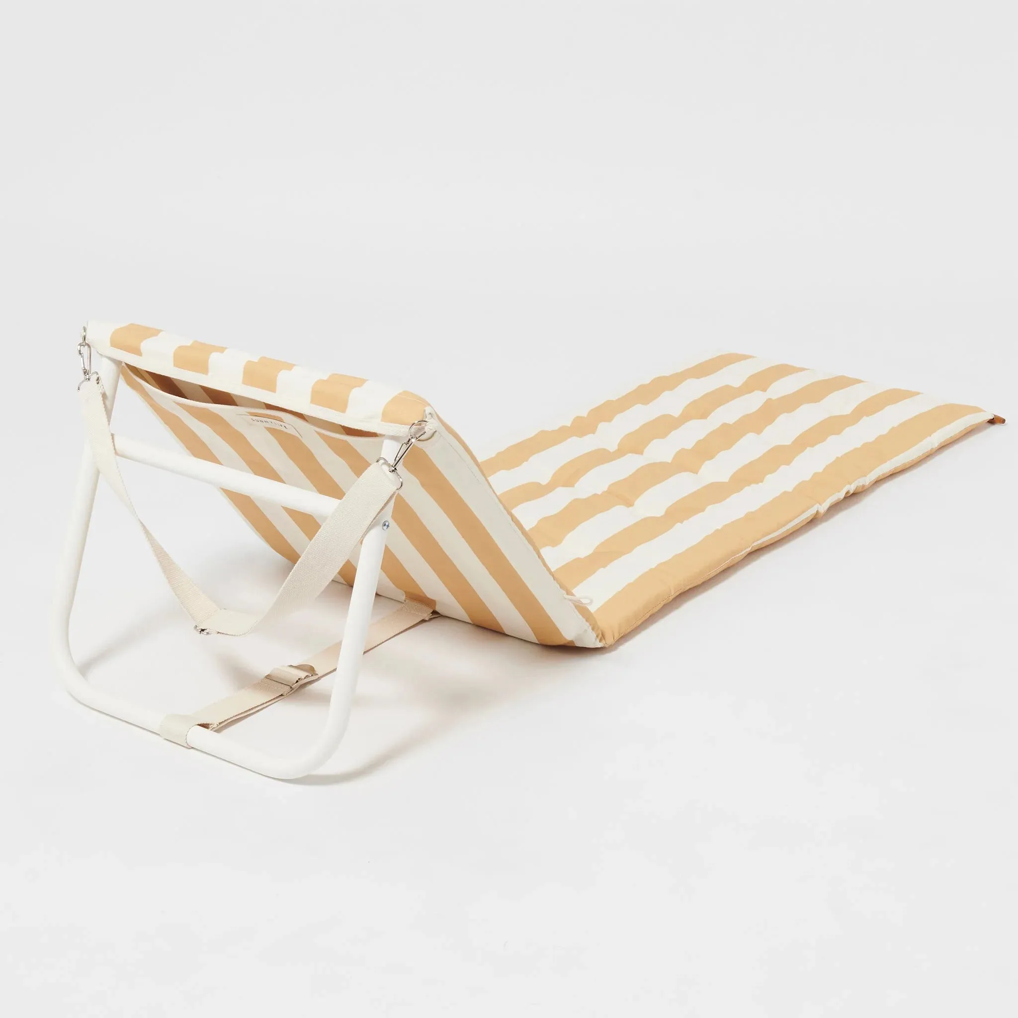 SUNNYLife Reclining Beach Chair Mango Bay Golden Mustard Stripe
