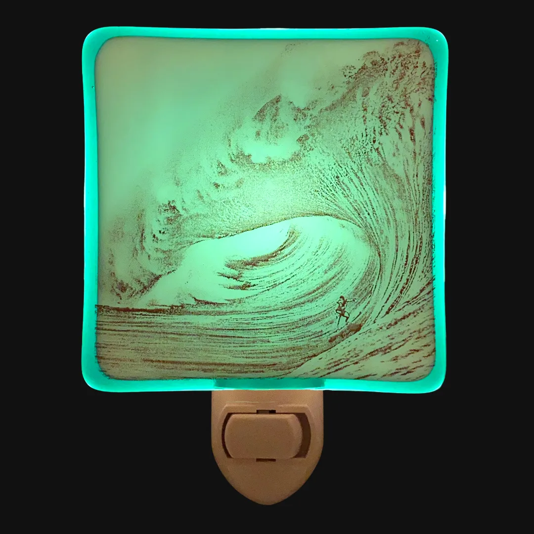 Surfer in Ocean Wave Night Light
