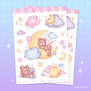 Sweet Dreams Sleepy Bears - matte vinyl sticker sheet