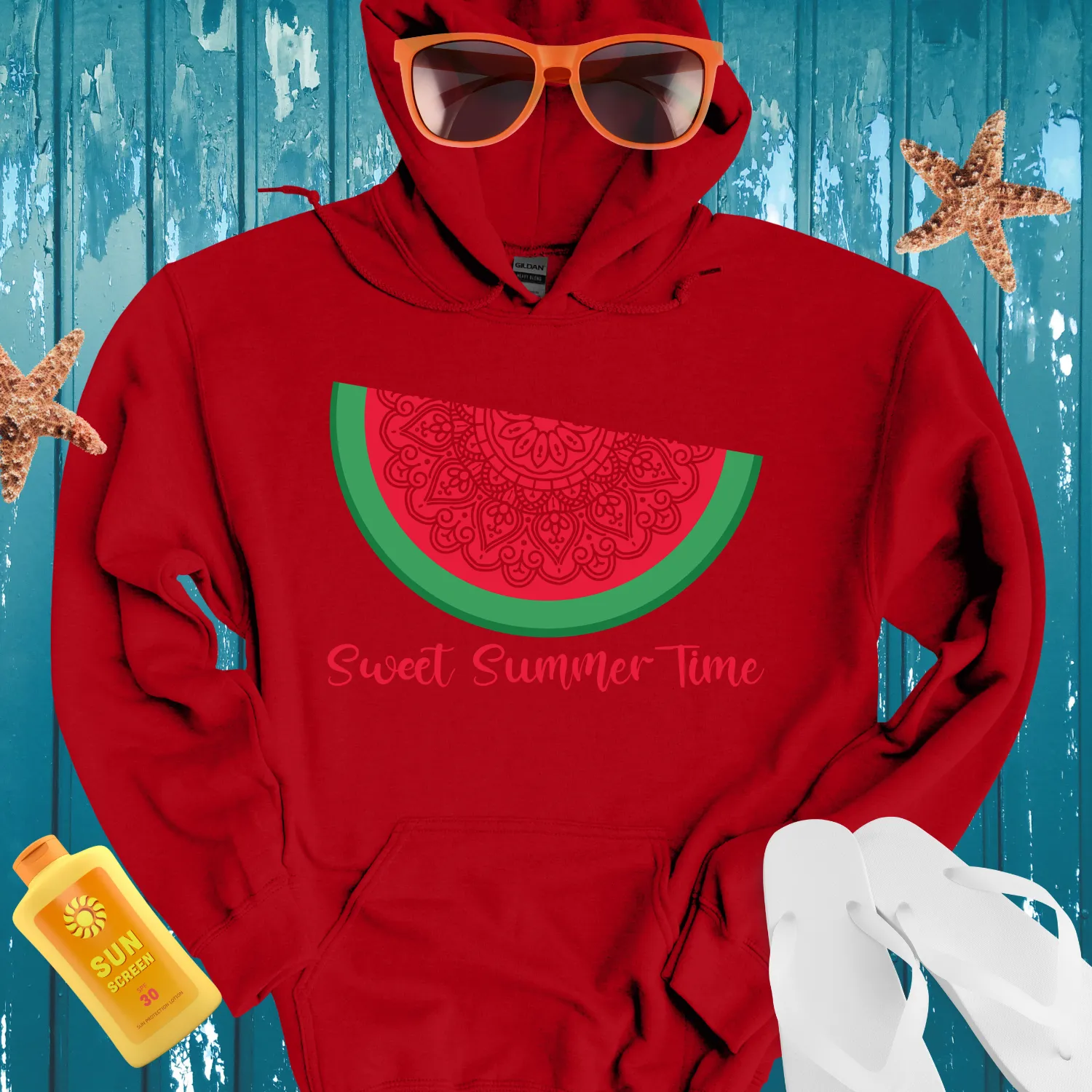 Sweet Summer Watermelon Hoodie Green And Red Design