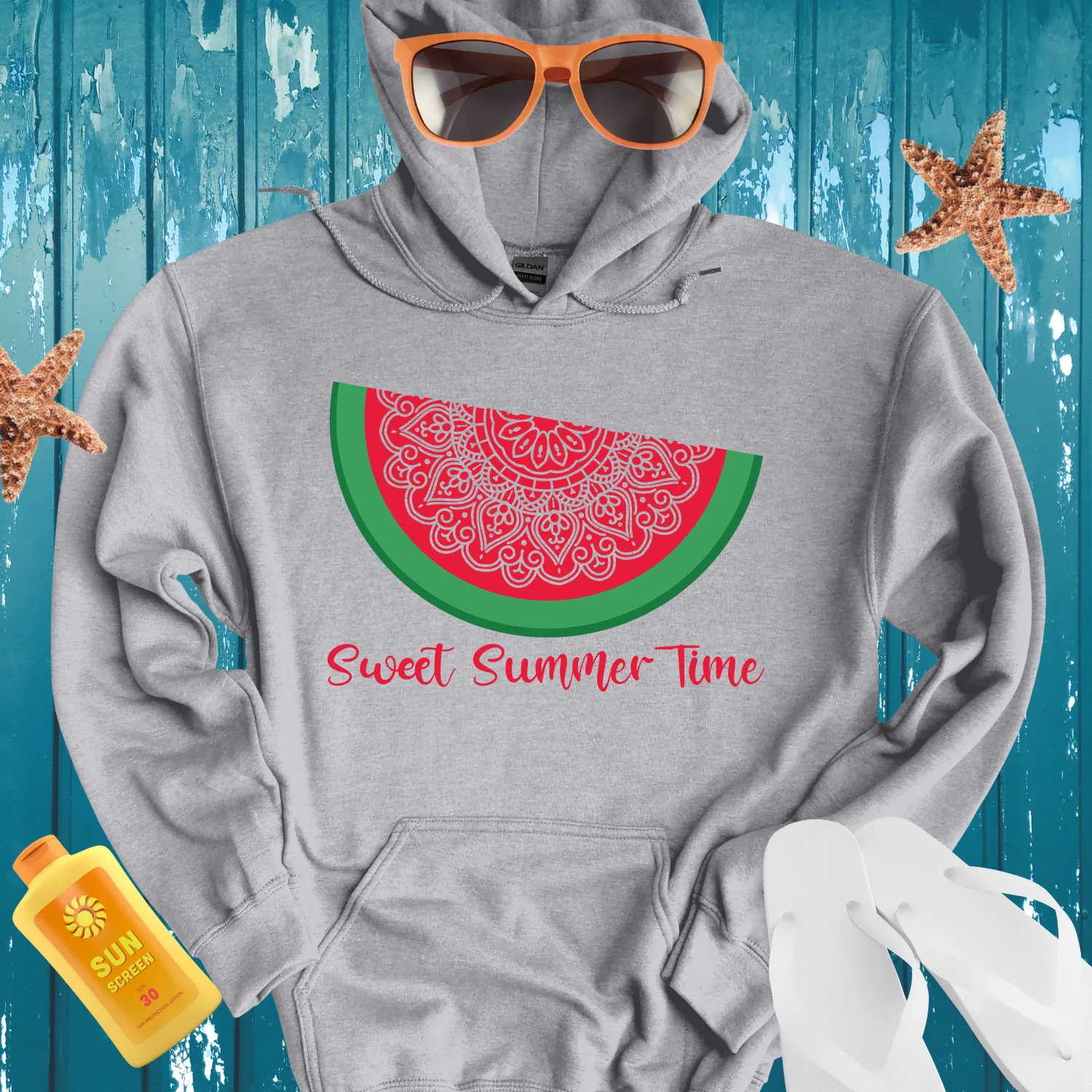 Sweet Summer Watermelon Hoodie Green And Red Design