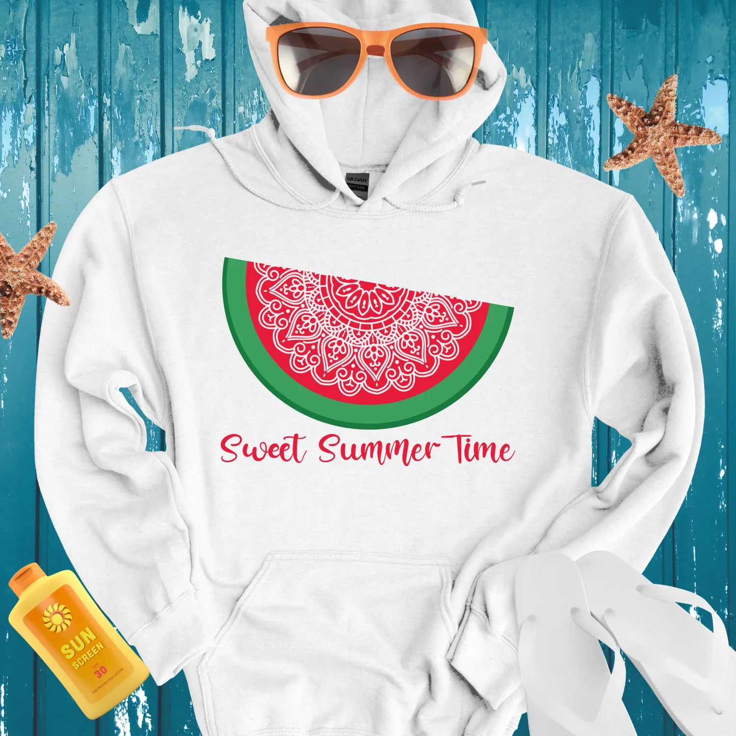 Sweet Summer Watermelon Hoodie Green And Red Design