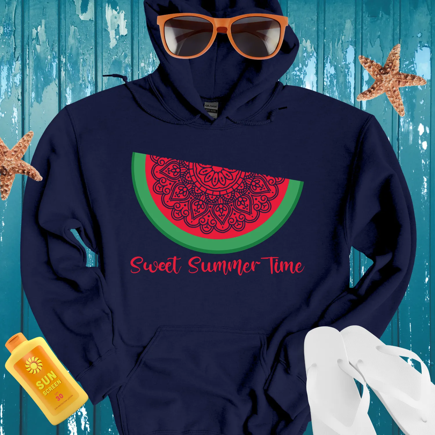 Sweet Summer Watermelon Hoodie Green And Red Design